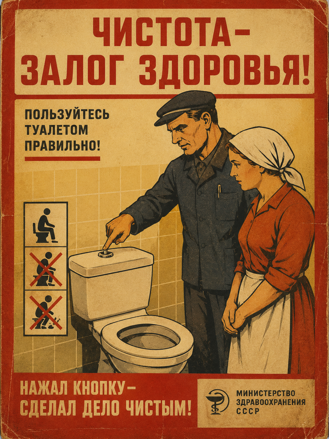 Советский плакат туалетной гигиены